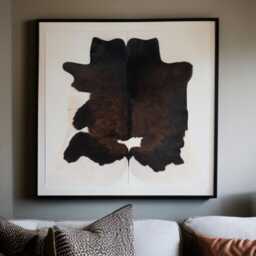 Small Dark Brown & White Cowhide Rug Natural Brazilian Leather Area Rug - thumbnail 3