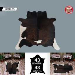 Small Dark Brown & White Cowhide Rug Natural Brazilian Leather Area Rug - thumbnail 2