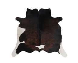 Small Dark Brown & White Cowhide Rug Natural Brazilian Leather Area Rug - thumbnail 1