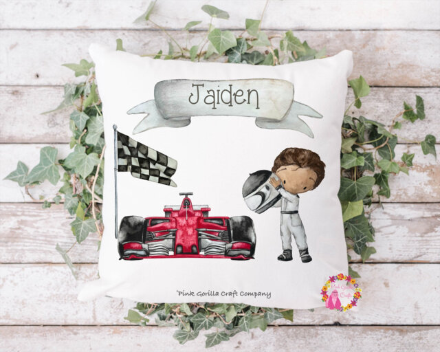 Car Cushion, Pillow, Racer, Boys Racer Cushion, Gift, Car, Gift For Her, Boy, Him, Racing Cushion - image 1