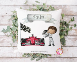 Car Cushion, Pillow, Racer, Boys Racer Cushion, Gift, Car, Gift For Her, Boy, Him, Racing Cushion - thumbnail 1