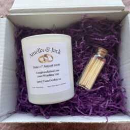 Wedding Day Candle Gift, Mr & Mrs, Personalised Newlywed Bride & Groom, Perfect Match - thumbnail 2