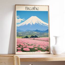 Japanese Landscape Print, Nature Wall Art, Japan Mountain Poster, Modern Home Decor, Travel Canvas, Colorful Printable, Digital - thumbnail 2