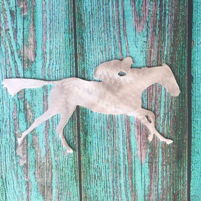 Race Horse & Jockey Silhouette, Order As Tree Topper, Wall Art, Yard Or Garden Stake, Holiday Decoration, Christmas, Aluminum, Kentucky - image 1