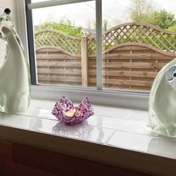 Handmade Purple Fused Glass Candle Holder - thumbnail 3