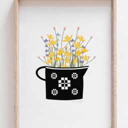 Flowerjug Print, Print Jwg O Flodau, Blodau Gwyllt, Wildflowers, Welsh Gifts, Daffodils, Daffodil, Blanket - thumbnail 2