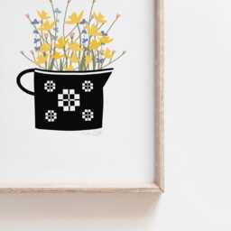 Flowerjug Print, Print Jwg O Flodau, Blodau Gwyllt, Wildflowers, Welsh Gifts, Daffodils, Daffodil, Blanket - thumbnail 3