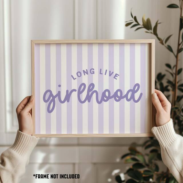 Purple Stripe Girlhood Print Playroom Kids Wall Art - image 1
