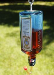 Recycled Bombay Sapphire 375Ml Bottle Hummingbird Feeder - thumbnail 1