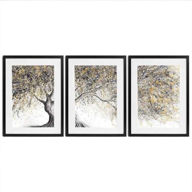 Golden Onyx Tree Framed Art Print Trio - image 1