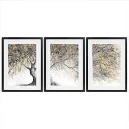 Golden Onyx Tree Framed Art Print Trio - thumbnail 1