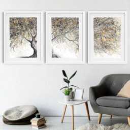 Golden Onyx Tree Framed Art Print Trio - thumbnail 3
