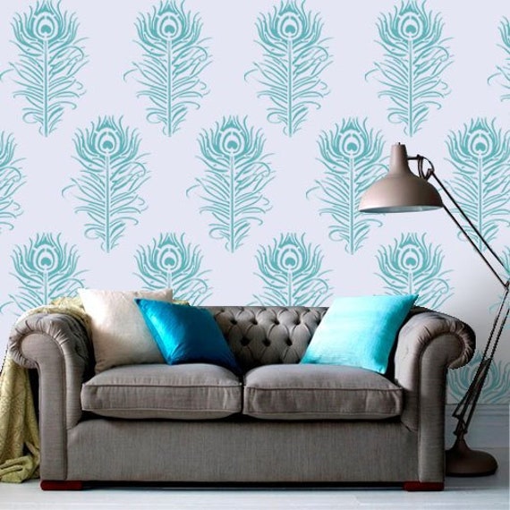 Peacock Feather Stencil Reusable Wall Decor Art Craft - image 1