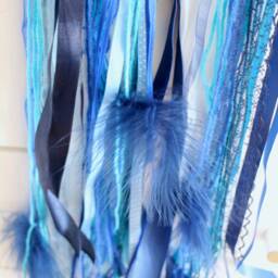 Blue Feather & Driftwood Wall Decoration Handmade - thumbnail 3