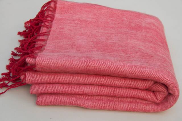 Pink Yak Wool Throw Blanket Hand-Loomed Nepal Shawl Wrap - image 1