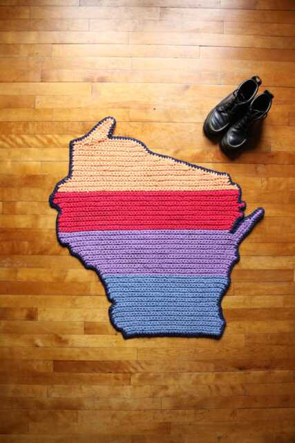 Handmade Wisconsin Map Rug - image 1