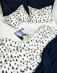 Forest Linen Duvet Cover. Unique Christmas Tree & Forest Print Softened Linen Duvet