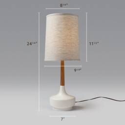 Mid Century Table Lamp Ceramic & TeakBrooke Hamptons - thumbnail 2