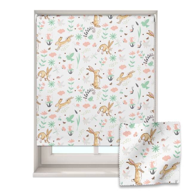 Pastel Hares Roller Blind, Nursery Roller Blind, Guess How Much I Love You, Made To Measure, Blackout Blind - image 1