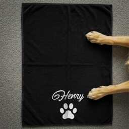 Personalised Pet Towel - Custom Dog With Embroidered Name & Paw Print Soft & Absorbent Drying For Dogs, Cats Pets - thumbnail 3