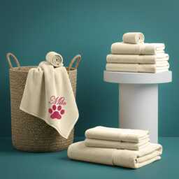 Personalised Pet Towel - Custom Dog With Embroidered Name & Paw Print Soft & Absorbent Drying For Dogs, Cats Pets - thumbnail 2