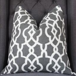 Gray Pillow, Trellis, Designer Decorative Throw Toss Home Furnishing, Decor, Handmade Pillow - thumbnail 1