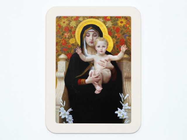 The Virgin Of The Lilies Bouguereau Madonna Mary Christ Child Jesus Flowers Religious Renaissance Classic Painting Wooden Framed Art Print - image 1