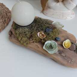 Driftwood Centerpiece, Rustic Candle Holder, Country Wedding Decoration, Natural Boho Decor - thumbnail 2