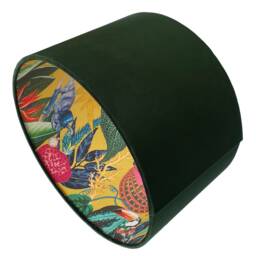 Velvet Parrot Lampshade For Ceiling & Table Lamps, Green, Hot Pink, Ochre Tropical Drum Light Shade - thumbnail 3