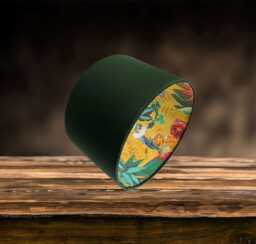 Velvet Parrot Lampshade For Ceiling & Table Lamps, Green, Hot Pink, Ochre Tropical Drum Light Shade