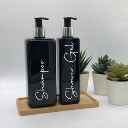 Personalised Black Square Soap Dispenser Bottle With Black/Silver Pump 250Ml & 500Ml - thumbnail 2
