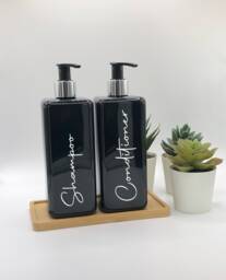Personalised Black Square Soap Dispenser Bottle With Black/Silver Pump 250Ml & 500Ml - thumbnail 1