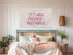 It's All Figureoutable Banner Flag, Home Office Decor, Classroom Motivational Wall Art, Workspace Inspirational Signs, Funny