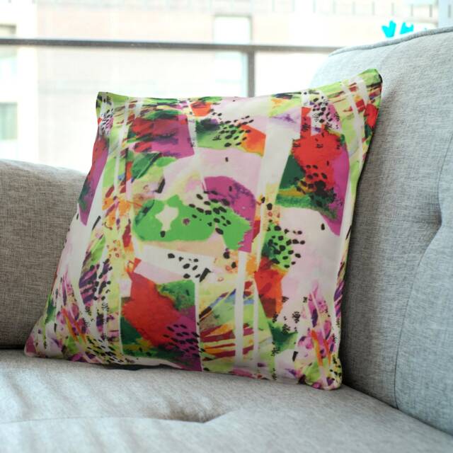 Watercolour Pink & Green Cushion Cover Throw Pillow. 18 - image 1