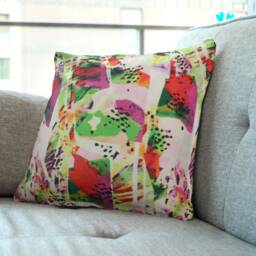 Watercolour Pink & Green Cushion Cover Throw Pillow. 18 - thumbnail 1