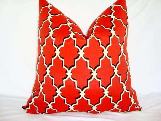 Red Geometric Pillow Cover, Designer Indoor/Outdoor Cushion - image 1