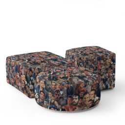 Henry Cavill Collage Kids Pouffe - Movie Star Portrait Design Cinematic Actor Furniture Film Fan Room Decor Unique Viral Gift Idea