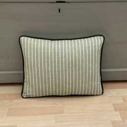 Sage Green Linen Throw Pillow Cover Ticking Stripe Cushion Sham - thumbnail 3