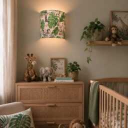 Safari Baby Room Wall Light - Giraffe, Elephant, Tiger Jungle Decoration, Tiger, Rhinoceros, Shower Gift - thumbnail 2