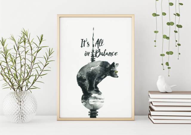 Bear Print, 29, 7x42 cm, Berliner B??r, Berlin Watercolour, Animals, Berlin Bear, Berlin, Alexander Tower, Urbanjunglestories, Art - image 1