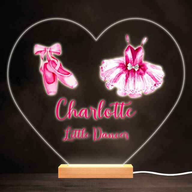 Little Dancer Ballerina Girl Dancing Ballet Heart Personalised Gift Night Light - Bedroom Lamp - image 1