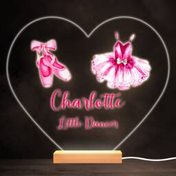 Little Dancer Ballerina Girl Dancing Ballet Heart Personalised Gift Night Light - Bedroom Lamp