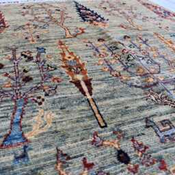 Handmade Afghan Wool Rug Tree Of Life Oriental Carpet - 4.10x3.3 Ft - thumbnail 3