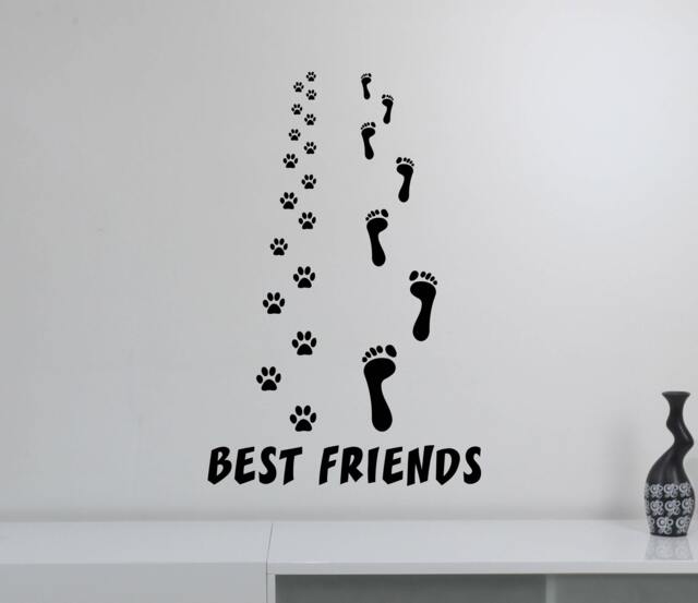 Best Friends Wall Decal Vinyl Sticker Animal Pet Paws Footprint Dog Lover Gift Art Home Bedroom Decor Shelter Poster Sign Mural Hq12 - image 1