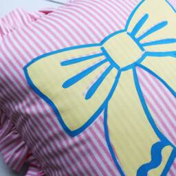 stripe Bow Frill Cushion Pillow, Screen Printed Cushion, Bright Decor - thumbnail 4