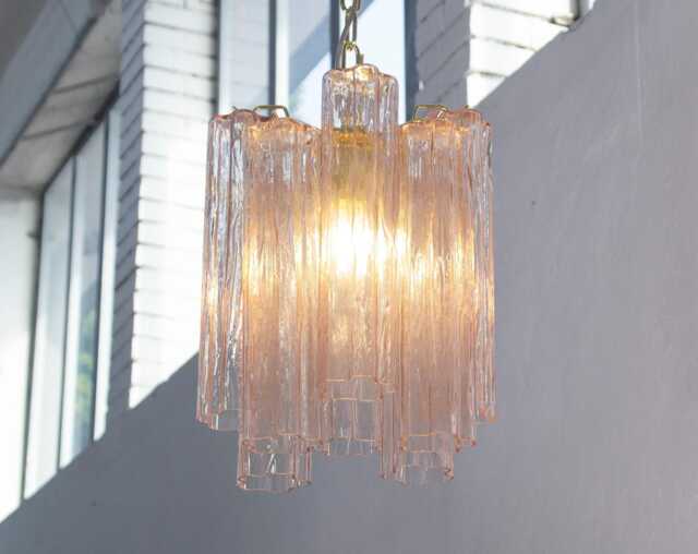 Murano Suspension Light ??30 cm - Pink Glass Hand-Blown Italy Vintage Style - image 1