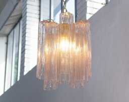 Murano Suspension Light ??30 cm - Pink Glass Hand-Blown Italy Vintage Style