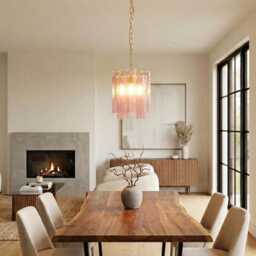 Murano Suspension Light ??30 cm - Pink Glass Hand-Blown Italy Vintage Style - thumbnail 2