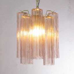 Murano Suspension Light ??30 cm - Pink Glass Hand-Blown Italy Vintage Style - thumbnail 3