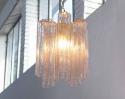 Pink Murano Glass Chandelier, Vintage Italian Design - thumbnail 1
